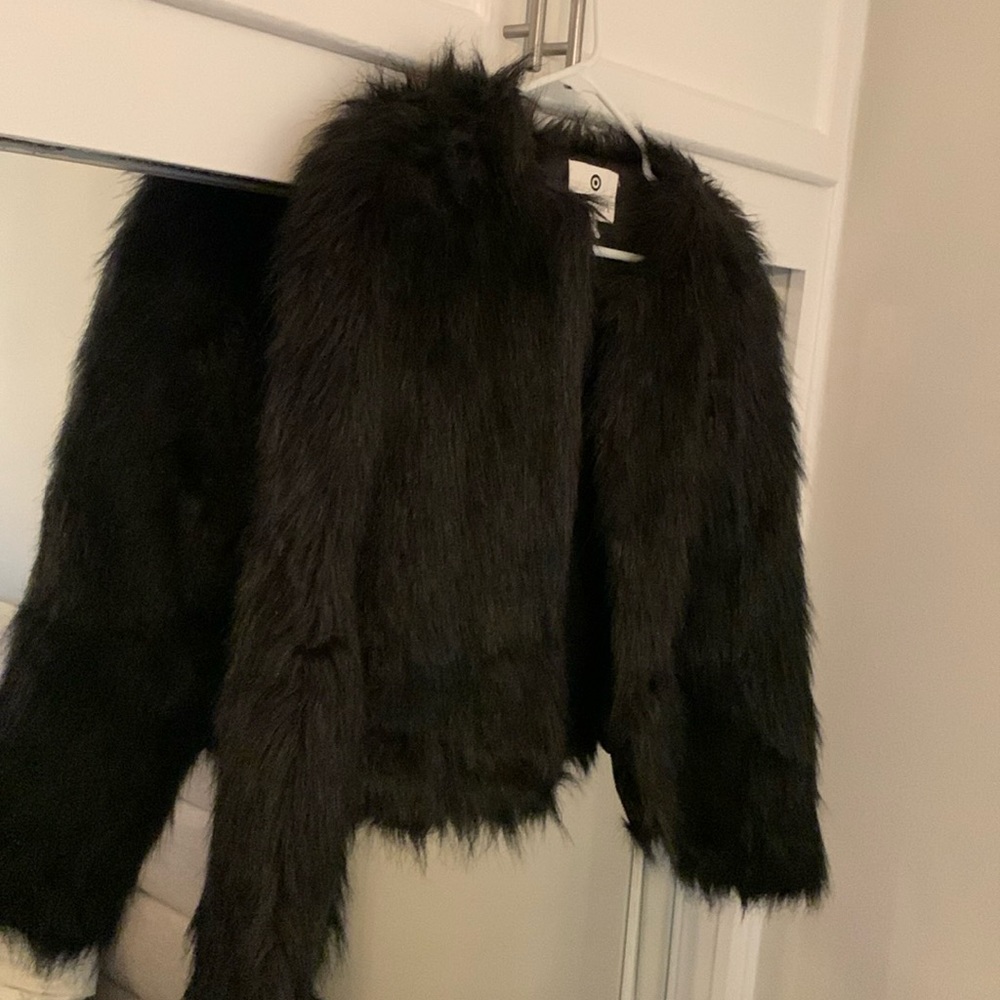 NWOT XS ALTUZARRA for Target faux fur black coat